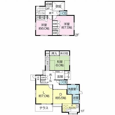 Floor plan. 38 million yen, 3LDK, Land area 199.65 sq m , Building area 134.64 sq m all room 6 quires more, There is also a storage