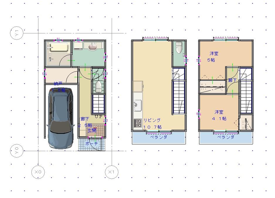 Building plan example (floor plan). Because it is free design, Change is possible.