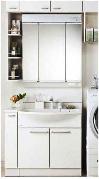 Wash basin, toilet.  [Our construction cases] Plenty of storage on the back of the mirror ☆ 