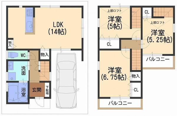 Floor plan. 30,800,000 yen, 3LDK, Land area 66.67 sq m , Building area 76.55 sq m