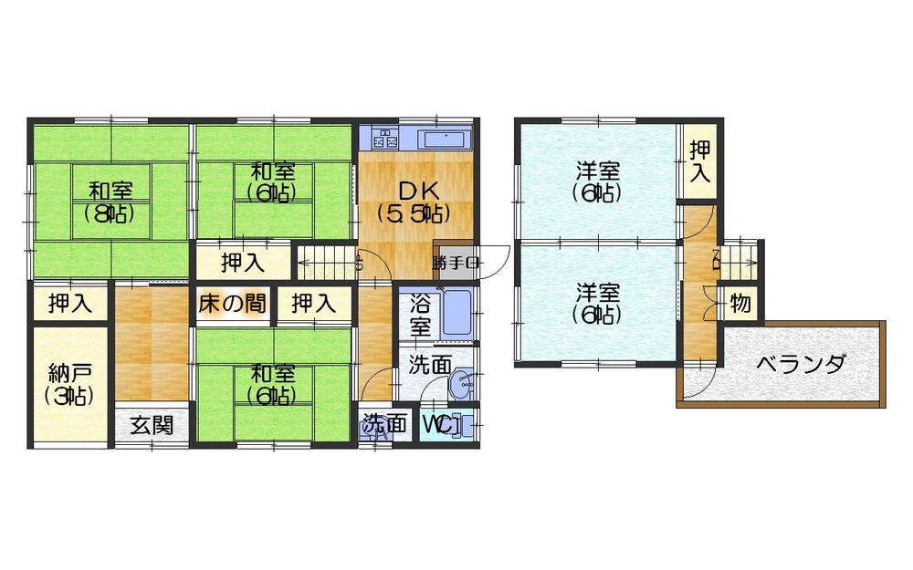 Floor plan. 18.5 million yen, 5DK + S (storeroom), Land area 178.16 sq m , Building area 107.39 sq m