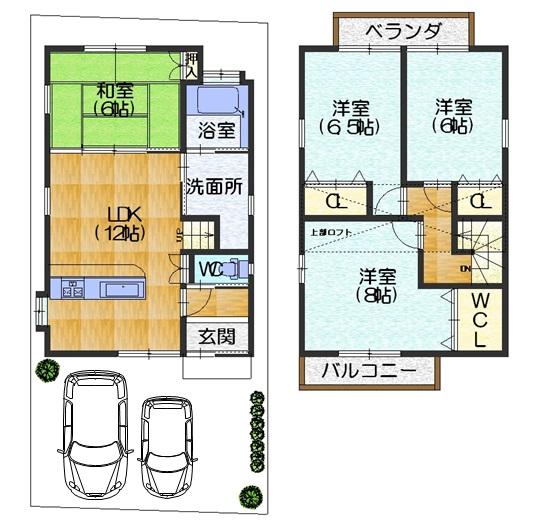 Floor plan. (No. 8 land plan), Price 31,110,000 yen, 4LDK+S, Land area 77.47 sq m , Building area 87.48 sq m
