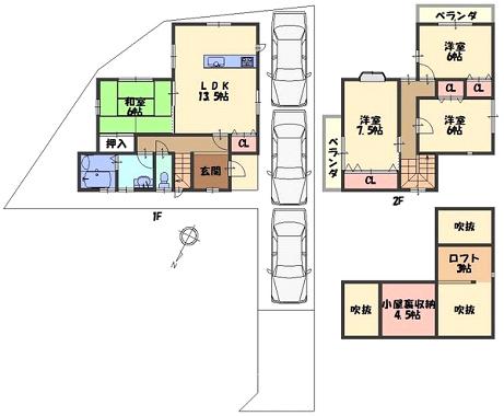 Floor plan. (No. 3 locations), Price 19,800,000 yen, 4LDK, Land area 114.43 sq m , Building area 94.5 sq m