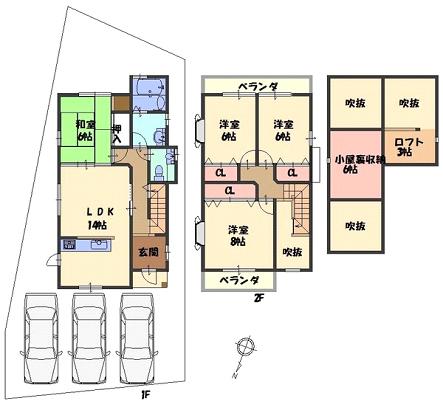 Floor plan. (No. 7 locations), Price 21.5 million yen, 4LDK, Land area 150.85 sq m , Building area 97.74 sq m
