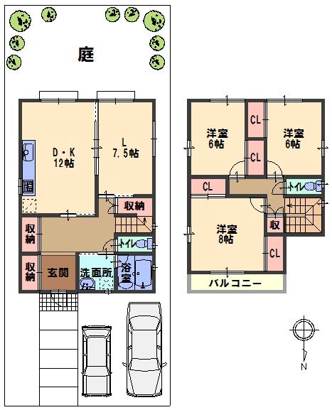 Floor plan. 20,700,000 yen, 3LDK, Land area 155.37 sq m , The building area is 106.81 sq m reference plan. Floor plan can be changed on request. 