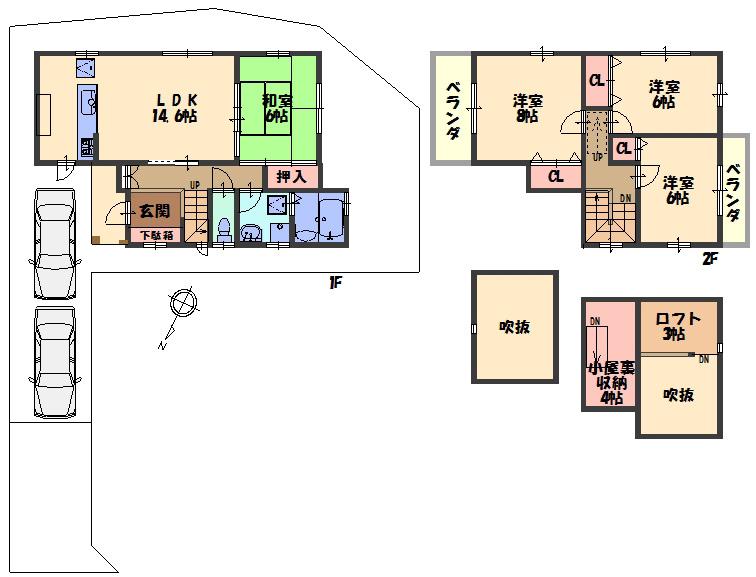 Floor plan. (No. 2 locations), Price 18.5 million yen, 4LDK, Land area 107.15 sq m , Building area 94.5 sq m