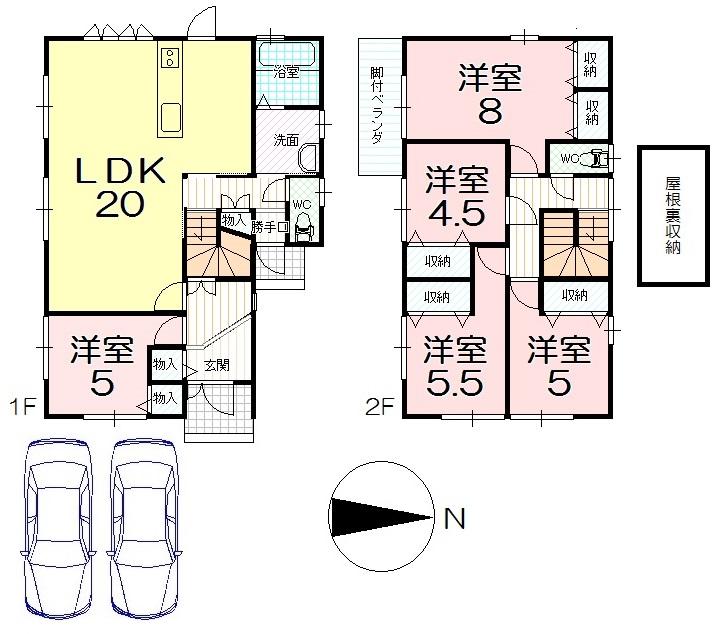 Floor plan. 24,300,000 yen, 5LDK, Land area 198.98 sq m , Building area 117.58 sq m