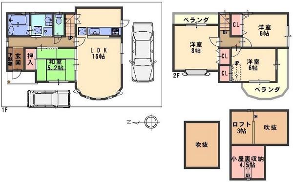 Floor plan. (No. 12 locations), Price 20,200,000 yen, 4LDK, Land area 100.83 sq m , Building area 91.26 sq m