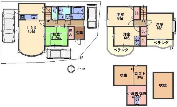 Floor plan. (No. 14 locations), Price 21.5 million yen, 4LDK, Land area 102.73 sq m , Building area 91.26 sq m