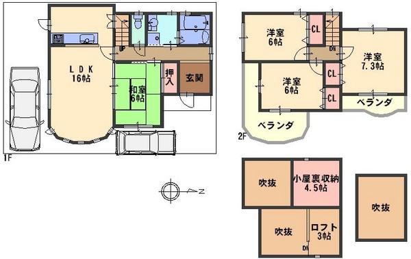 Floor plan. (No. 16 locations), Price 20.8 million yen, 4LDK, Land area 100.51 sq m , Building area 92.47 sq m