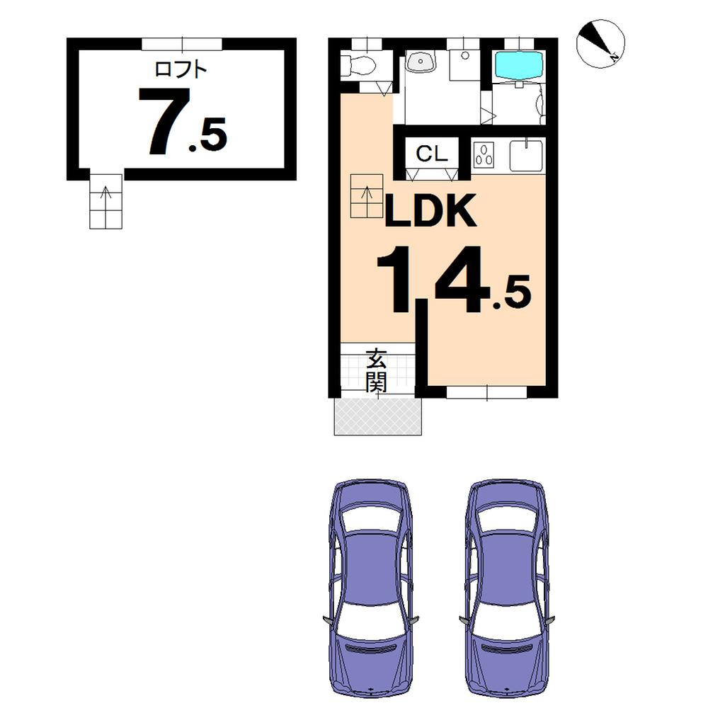 Floor plan. 5.8 million yen, 1LDK, Land area 165.29 sq m , Building area 32.4 sq m