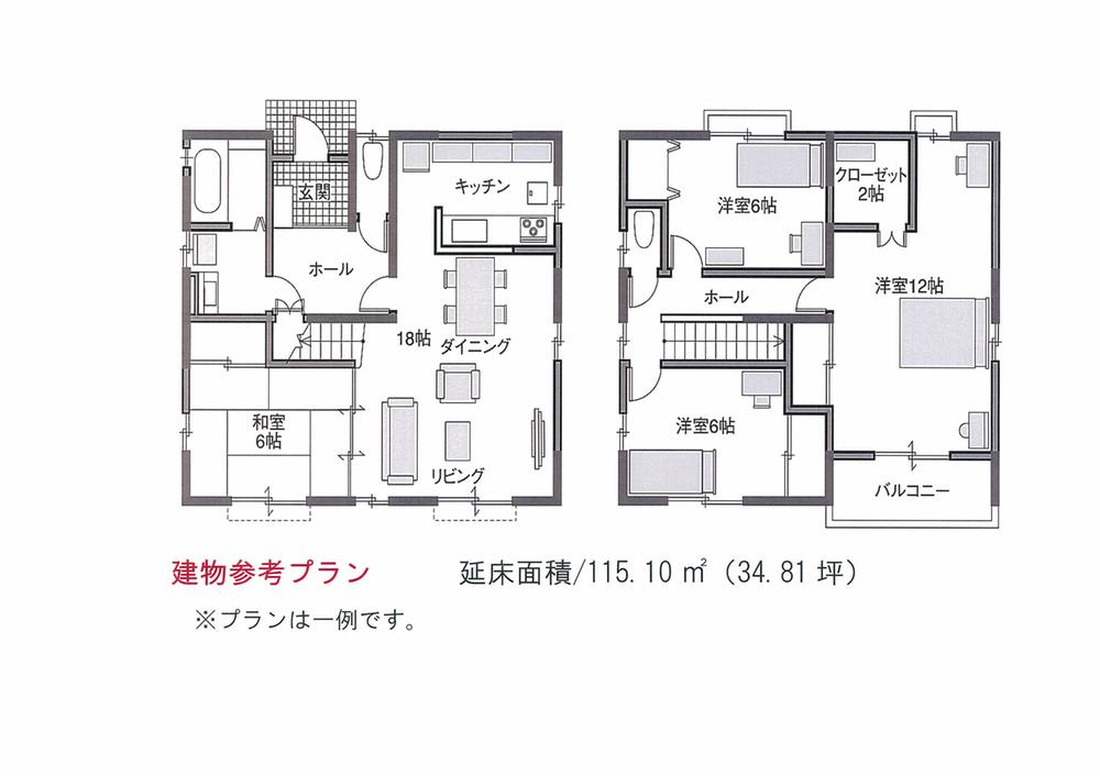 Building plan example (floor plan). Building plan example (No. 4 place) 4LDK, Land price 16.6 million yen, Land area 204.37 sq m , Building price 17.8 million yen, Building area 115.1 sq m