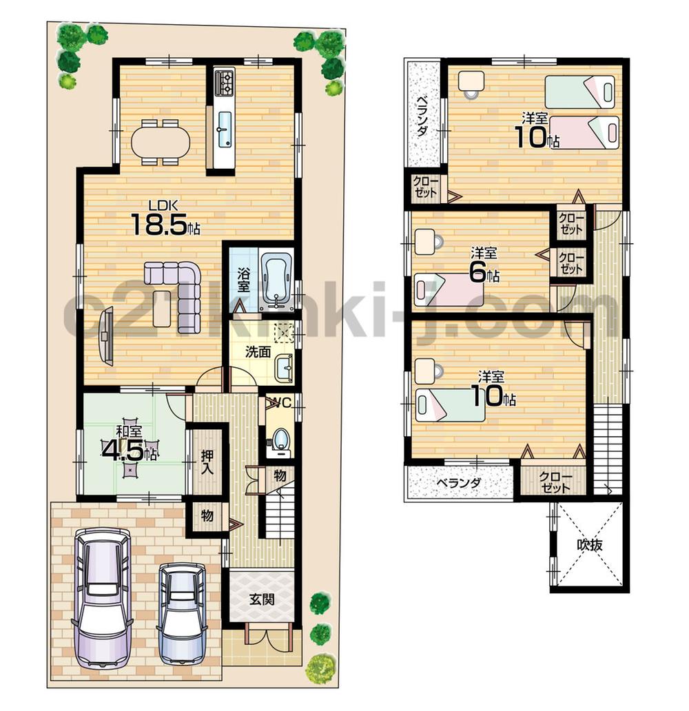 Floor plan. (No. 2 locations), Price 20,700,000 yen, 4LDK, Land area 104.07 sq m , Building area 110.97 sq m