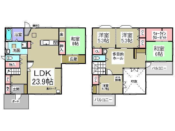 Floor plan. 44,800,000 yen, 5LDK, Land area 271.47 sq m , Building area 152.98 sq m