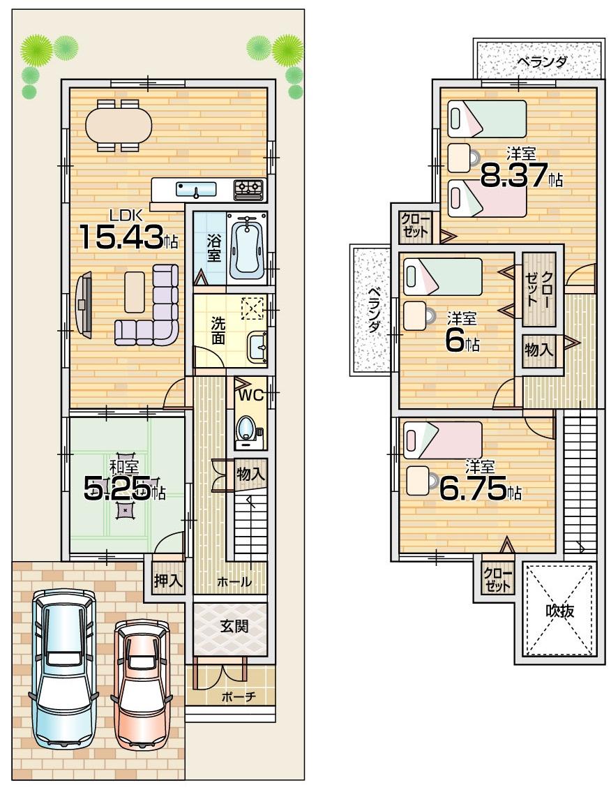 Floor plan. (No. 6 locations), Price 19 million yen, 4LDK, Land area 120.42 sq m , Building area 96.22 sq m