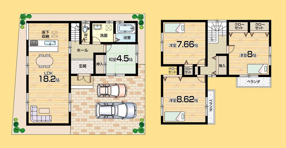 Floor plan. (No. 3 locations), Price 20 million yen, 4LDK, Land area 100.25 sq m , Building area 107.6 sq m