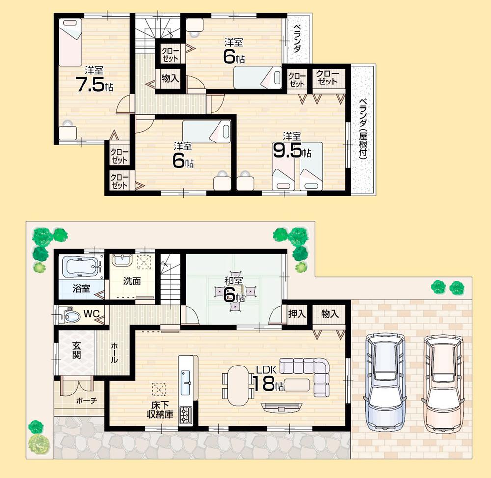 Floor plan. (No. 5 locations), Price 21.5 million yen, 5LDK, Land area 107.24 sq m , Building area 115.84 sq m
