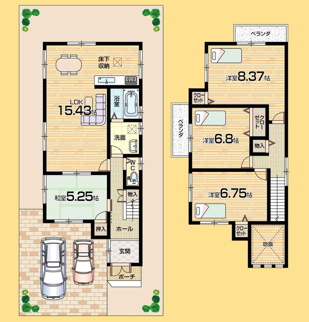 Floor plan. (No. 6 locations), Price 20.5 million yen, 4LDK, Land area 120.42 sq m , Building area 96.22 sq m