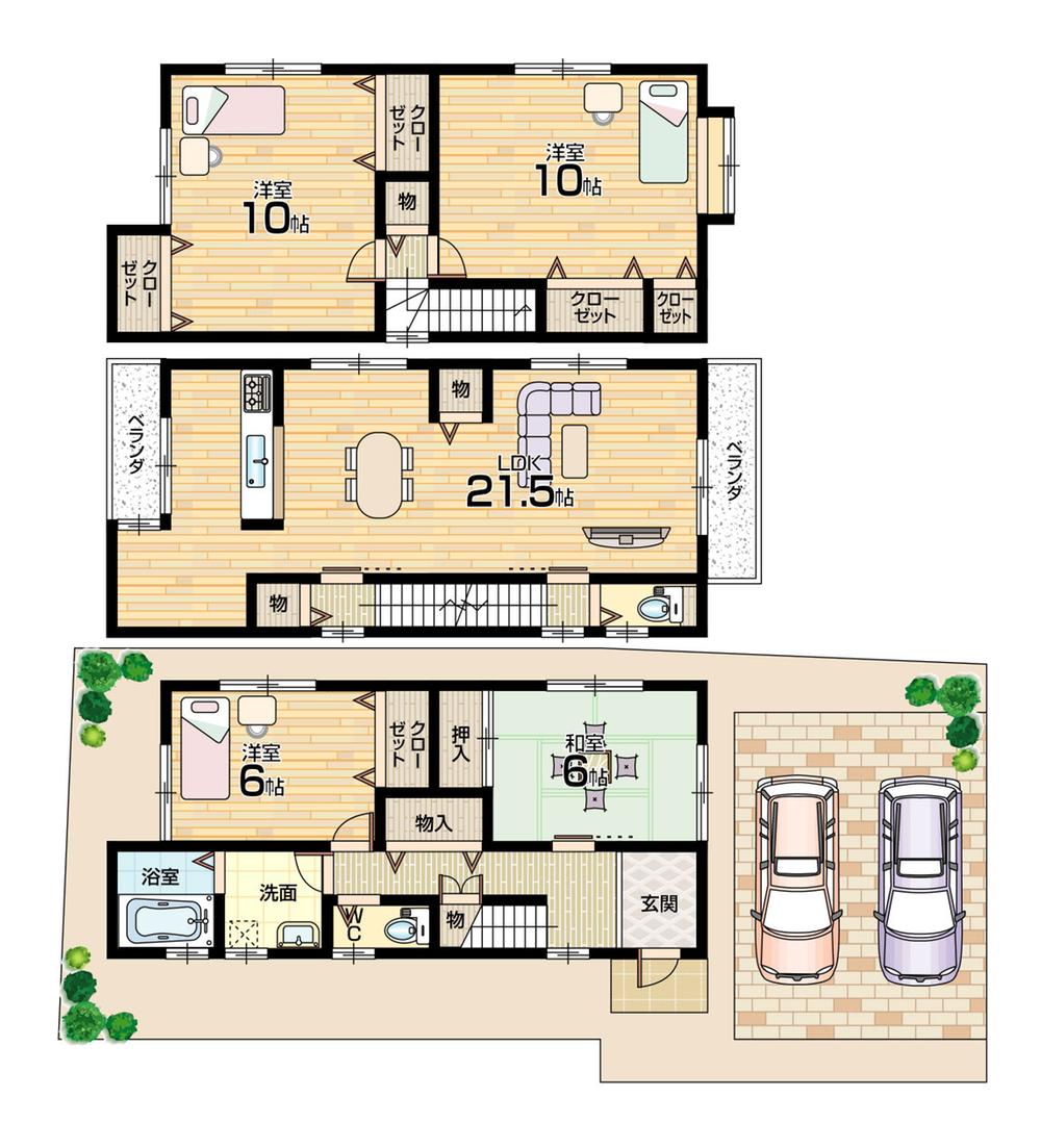 Floor plan. 22.1 million yen, 4LDK, Land area 107.76 sq m , Building area 126.36 sq m