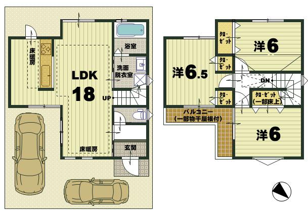 Floor plan. 27,800,000 yen, 3LDK, Land area 83.61 sq m , It appeared at the building area 81.81 sq m new plan! Parking two Allowed loose 3LDK