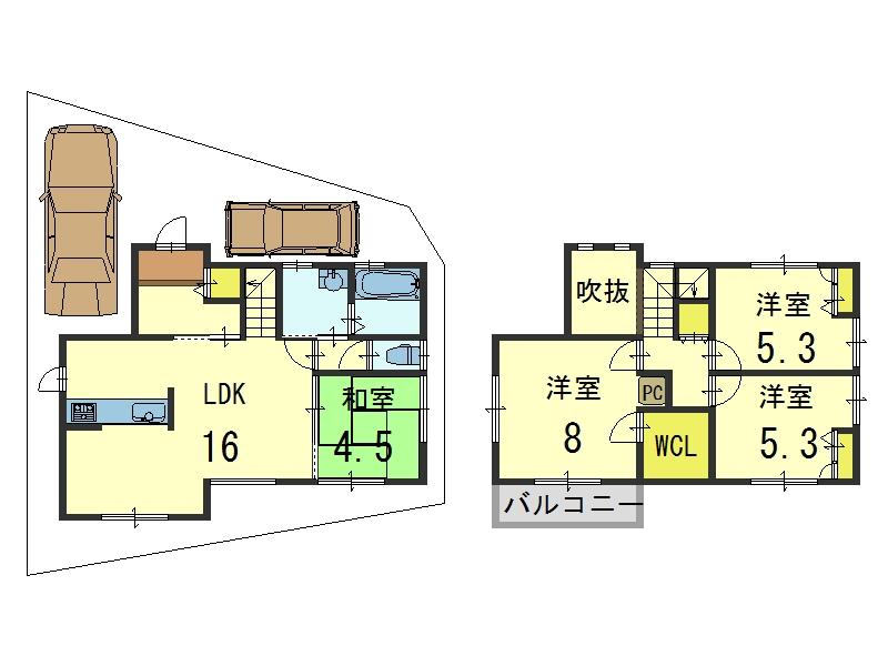 Floor plan. 27,800,000 yen, 4LDK, Land area 91.65 sq m , Building area 90.72 sq m spacious LDK16 Pledge. 