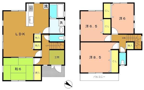 Building plan example (floor plan). Building plan example (No. 2 locations) Building Price Ten thousand yen, Building area 104.75 sq m
