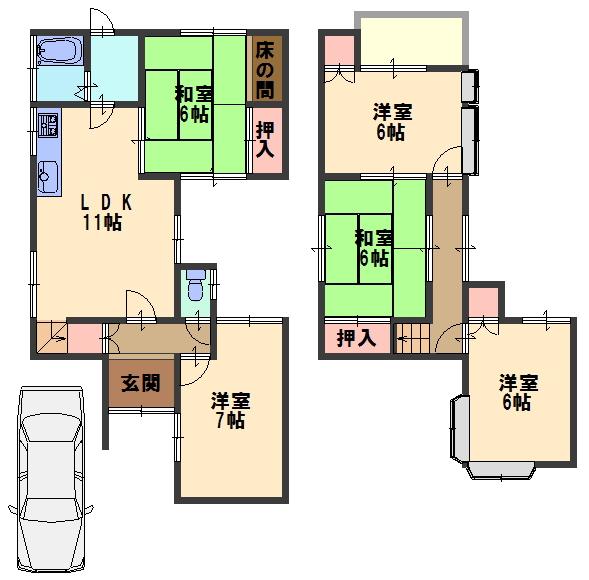 Floor plan. 17.8 million yen, 5LDK, Land area 121.15 sq m , Building area 92.88 sq m