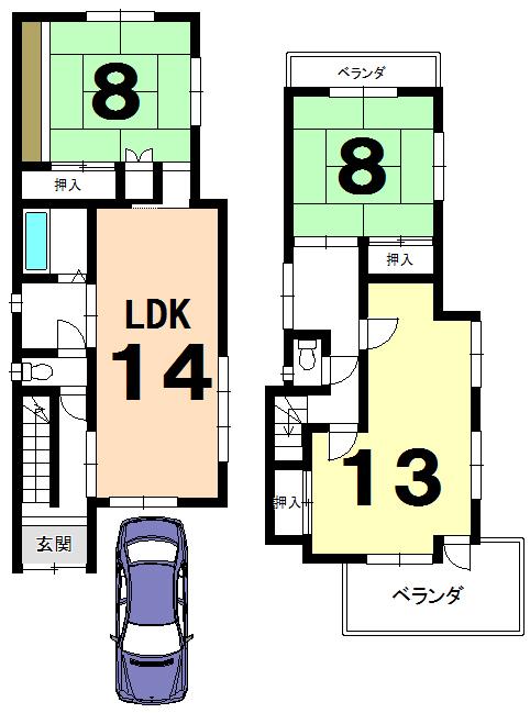 Floor plan. 14.3 million yen, 3LDK, Land area 104.69 sq m , Building area 101.79 sq m material creation (2013.03.21)