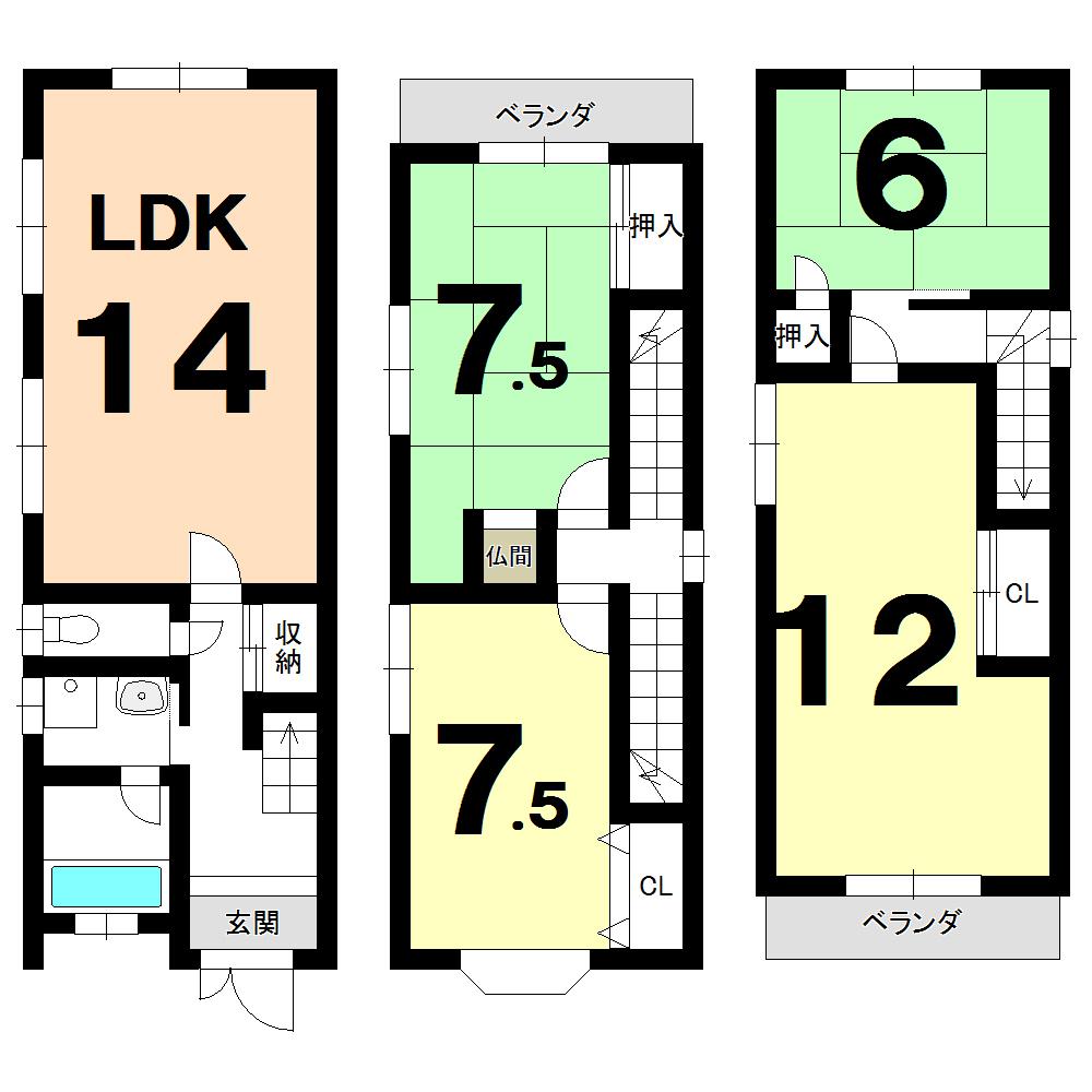 Floor plan. 13.3 million yen, 4LDK, Land area 49.63 sq m , Building area 103.32 sq m