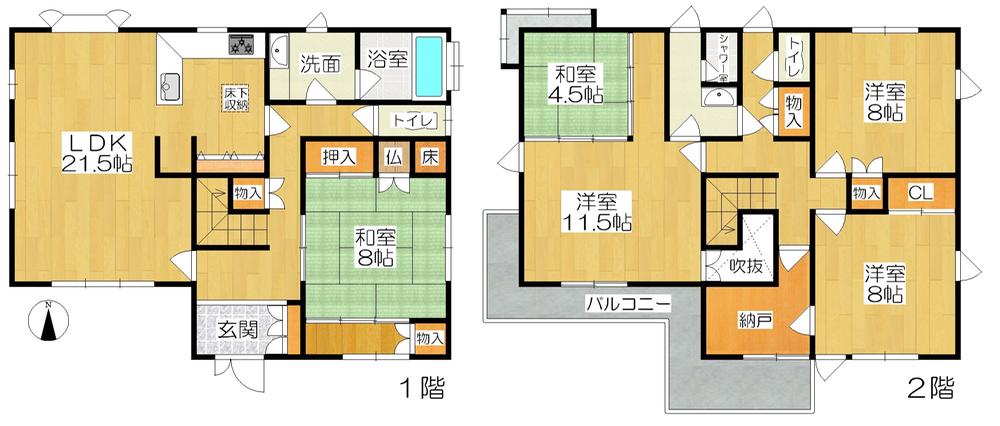 Floor plan. 38,800,000 yen, 5LDK + S (storeroom), Land area 232.47 sq m , Building area 165.11 sq m