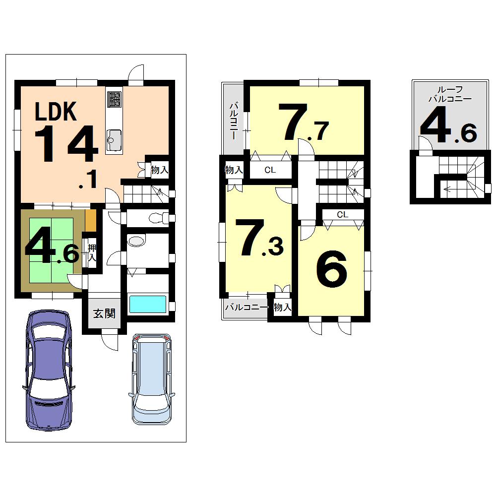 Floor plan. 27,800,000 yen, 4LDK, Land area 88.21 sq m , Building area 91.7 sq m is convenient because there is all the room storage