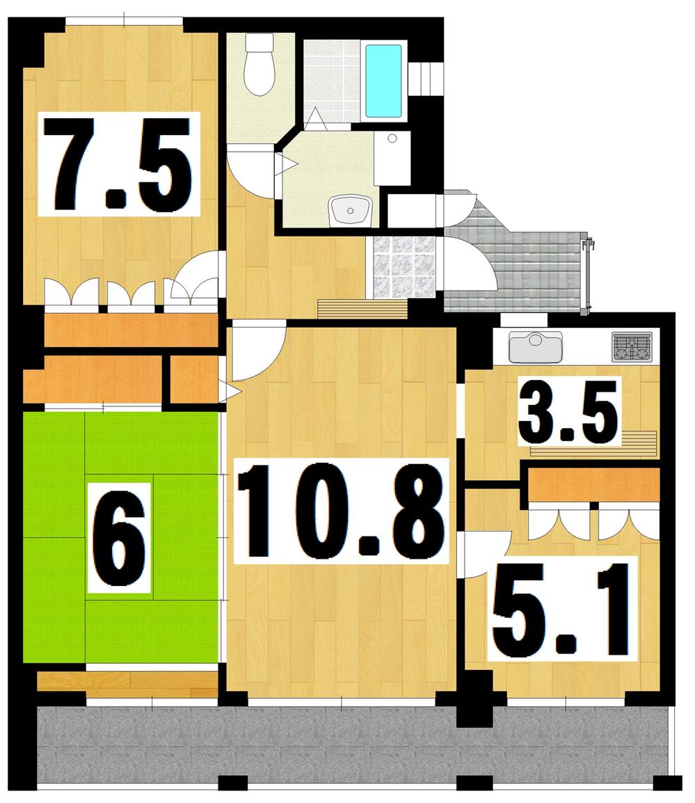 Floor plan. 3LDK, Price 11.8 million yen, Occupied area 71.01 sq m , Balcony area 10.8 sq m