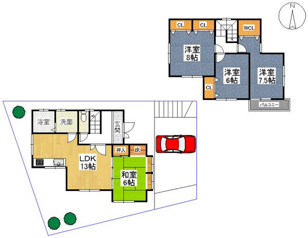 Floor plan. 24,800,000 yen, 4LDK, Land area 178.24 sq m , Building area 98.53 sq m