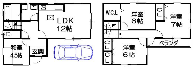 Floor plan. 25,800,000 yen, 4LDK, Land area 83.97 sq m , Building area 89.1 sq m plan example