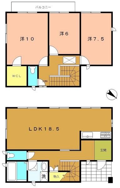 Floor plan. 53,800,000 yen, 3LDK, Land area 245.93 sq m , Building area 105.98 sq m