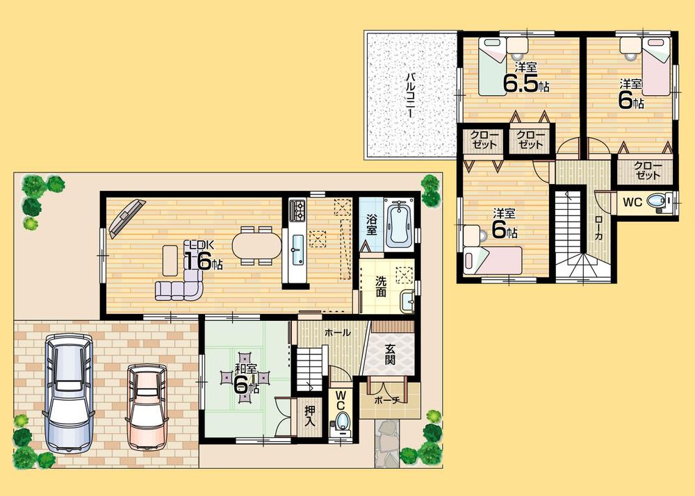 Floor plan. 28.8 million yen, 4LDK, Land area 108.69 sq m , Building area 93.96 sq m east, To ensure the lighting from the south All rooms are bright floor plan. 