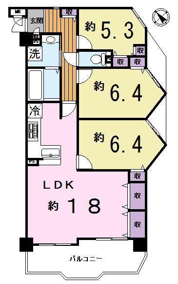 Floor plan. 3LDK, Price 19,800,000 yen, Occupied area 79.81 sq m