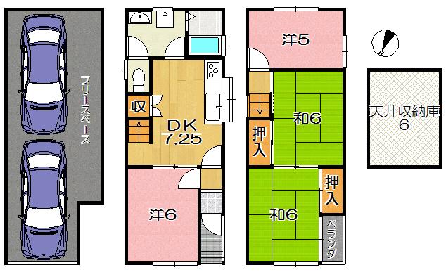 Floor plan. 7.5 million yen, 4DK, Land area 40.98 sq m , Building area 65.34 sq m