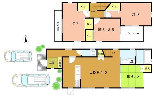 Floor plan. 31,300,000 yen, 4LDK, Land area 116.61 sq m , Building area 91.09 sq m