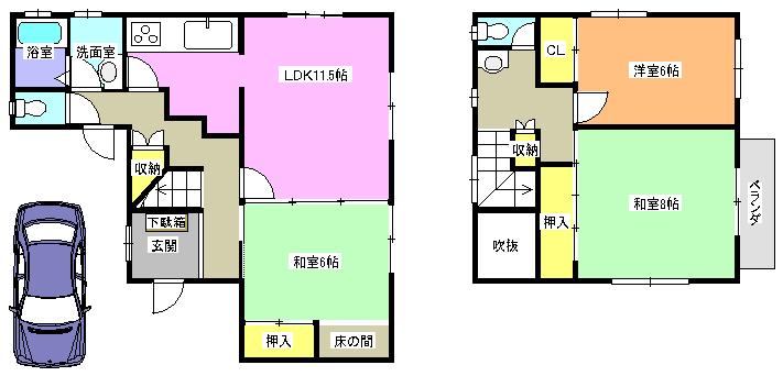 Floor plan. 24,800,000 yen, 3LDK, Land area 173.39 sq m , Building area 94.71 sq m