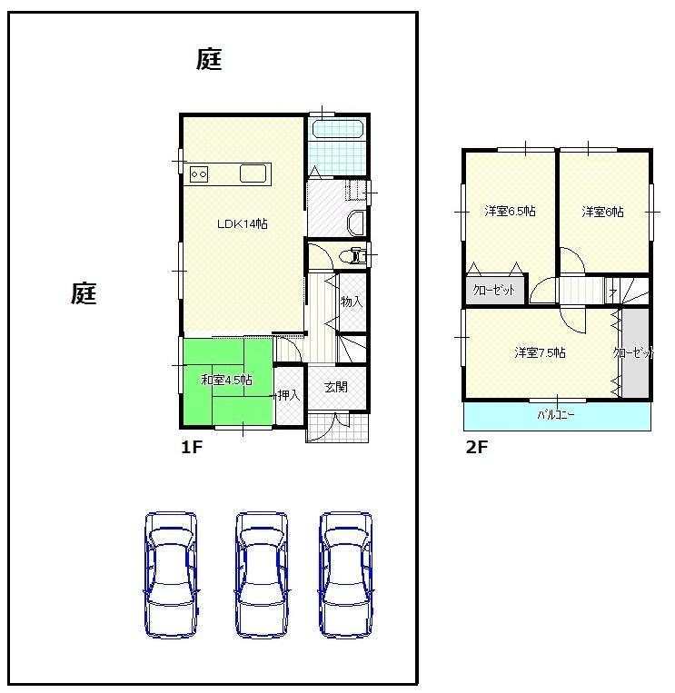 Floor plan. 19,800,000 yen, 4LDK, Land area 232.01 sq m , Building area 88.58 sq m plan example