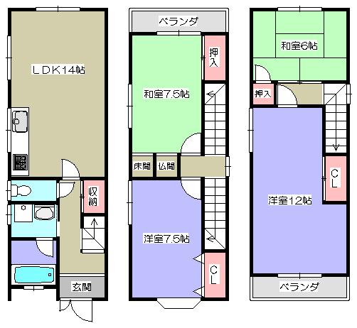 Floor plan. 11.5 million yen, 4LDK, Land area 49.63 sq m , Building area 103.32 sq m