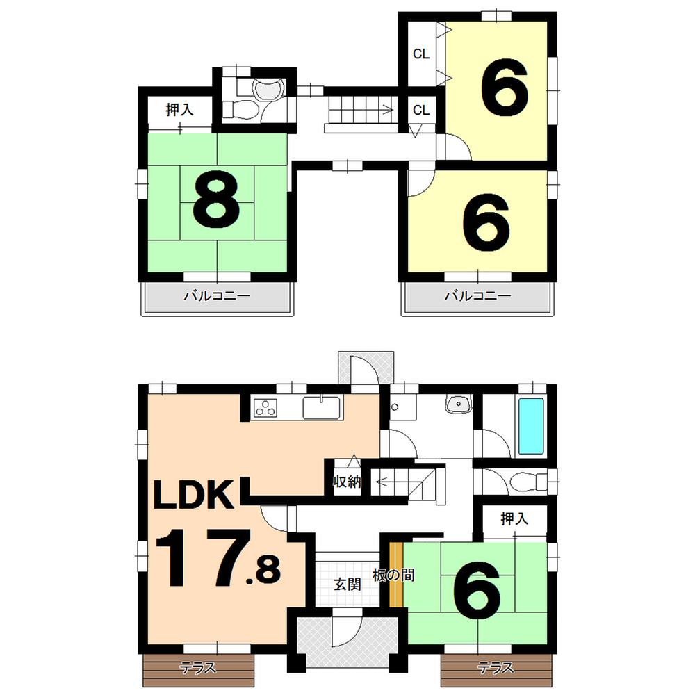 Floor plan. 29,800,000 yen, 4LDK, Land area 183.37 sq m , Building area 106.81 sq m