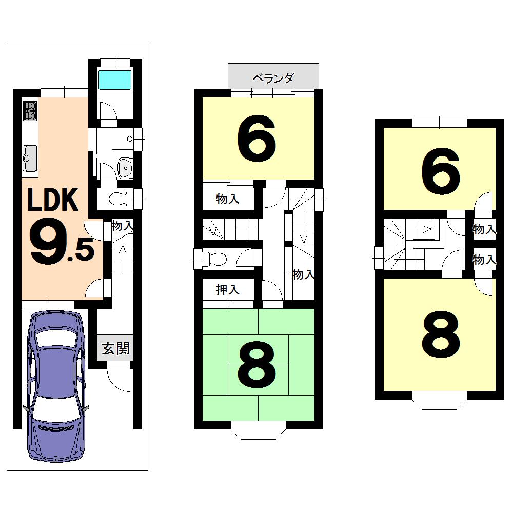 Floor plan. 11.8 million yen, 4LDK, Land area 48 sq m , Building area 89.69 sq m