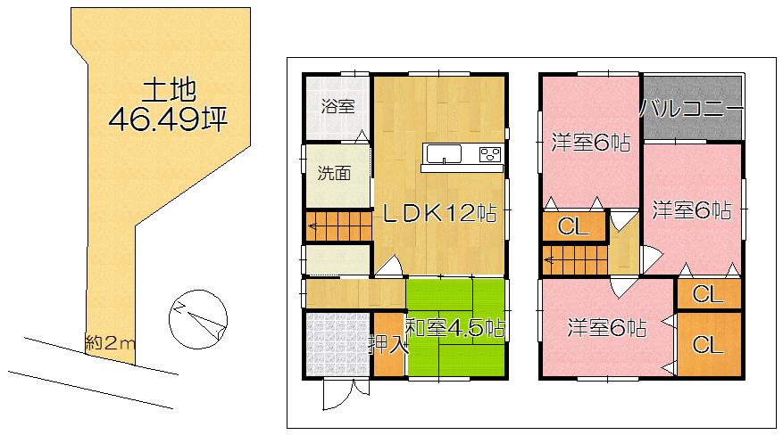 Compartment view + building plan example. Building plan example, Land price 11.8 million yen, Land area 153.71 sq m