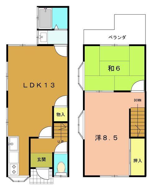 Floor plan. 5.6 million yen, 2LDK, Land area 59.19 sq m , Building area 57.34 sq m