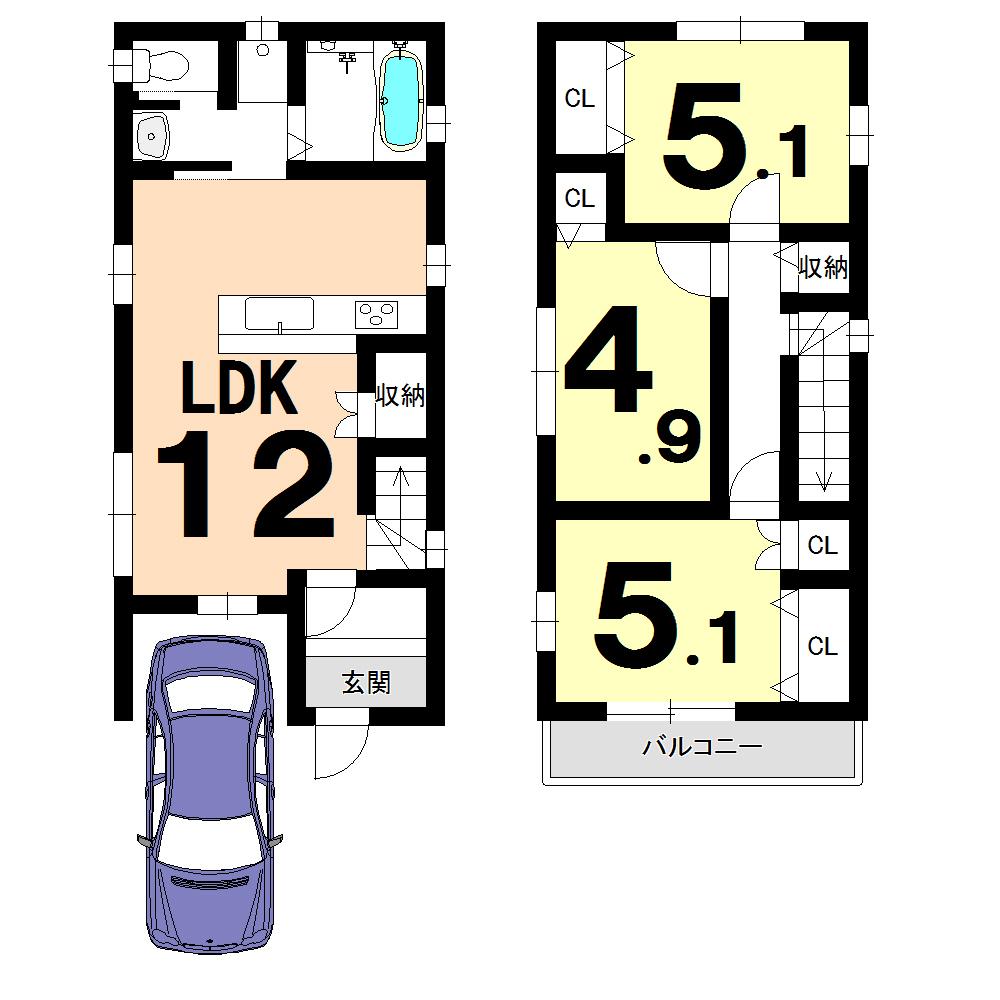 Floor plan. 19,800,000 yen, 3LDK, Land area 63.39 sq m , Building area 69.86 sq m