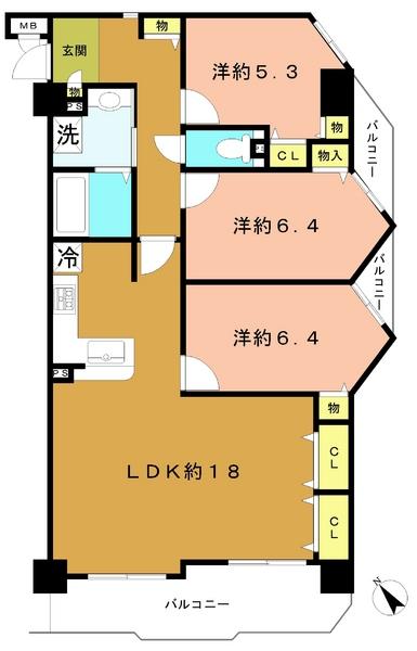 Floor plan. 3LDK, Price 19,800,000 yen, Occupied area 79.81 sq m