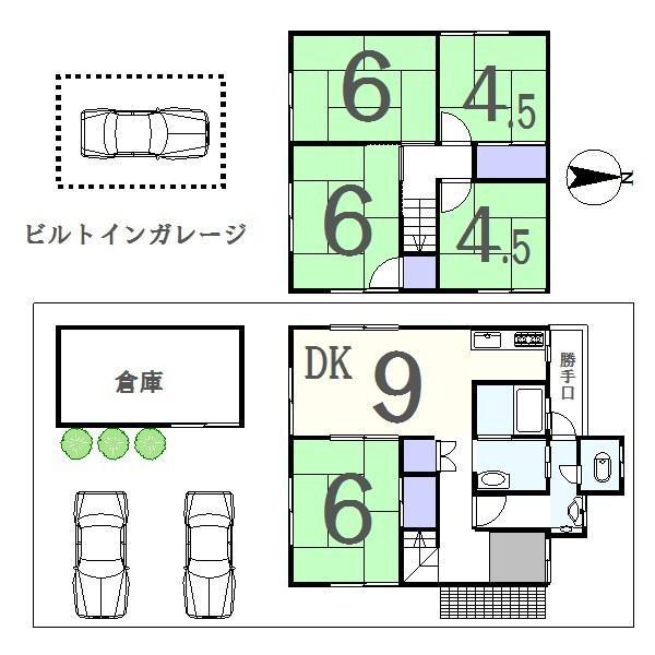 Floor plan. 18,800,000 yen, 5DK, Land area 159.23 sq m , Building area 83.46 sq m first floor of the L-shaped, such as can also be used as office space living