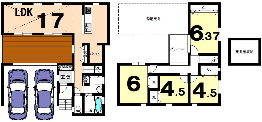 Building plan example (floor plan). Building plan example (1) Building price 14.8 million yen, Building area 93.96 sq m